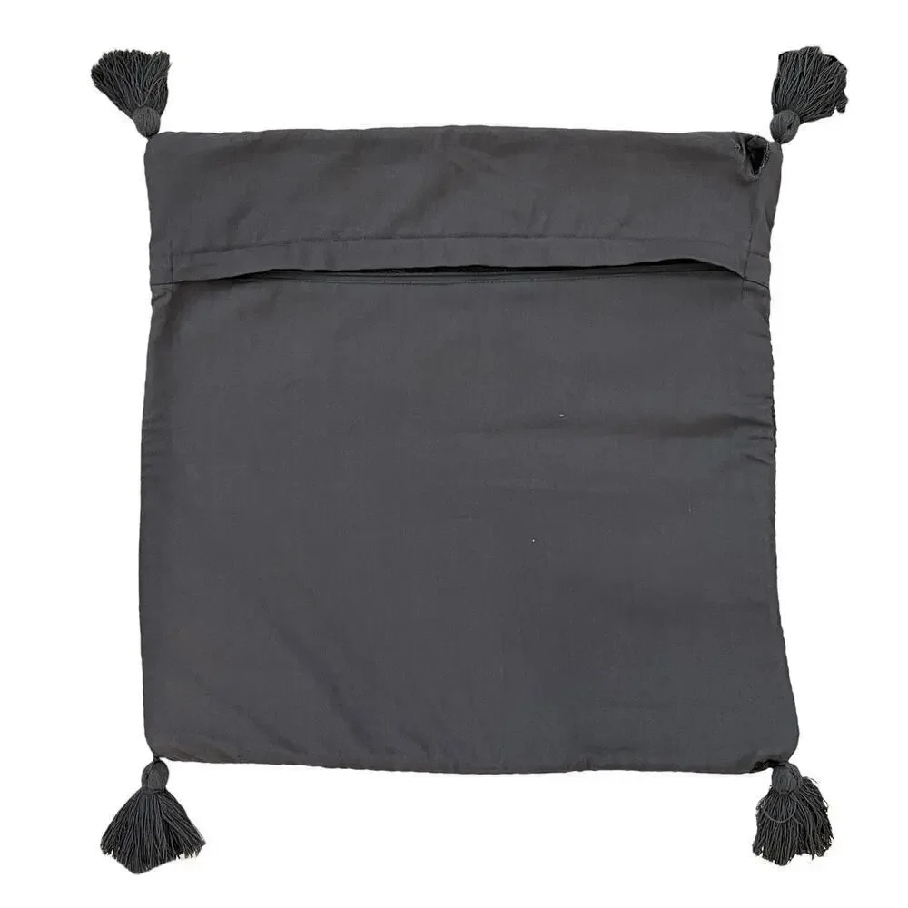 IKEA HOSTKVALL Gray Textured Tassel Pillow Cover 20